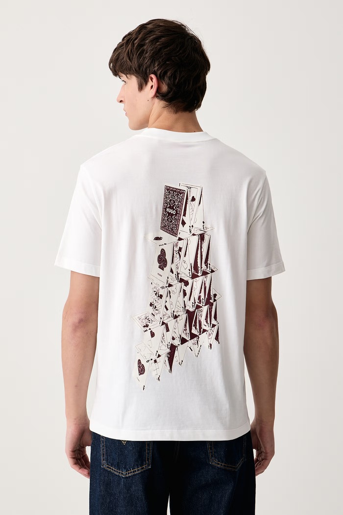 HUGO Tricou pentru bărbați din bumbac Doudi alb 50568720