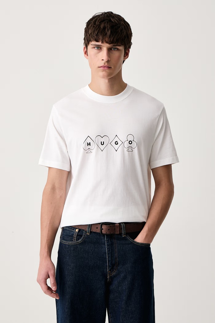 Îmbrăcăminte HUGO Tricou pentru bărbați din bumbac Doudi 50568720 alb