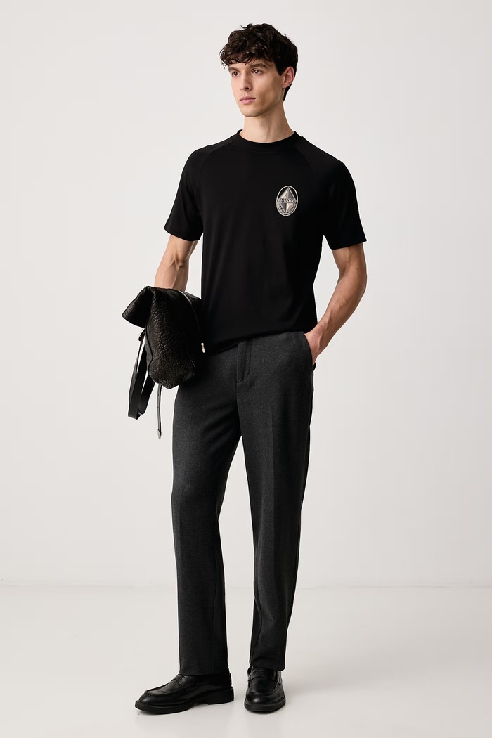 HUGO Футболка для мужчин из хлопка Diken 50568697 чёрный AW26