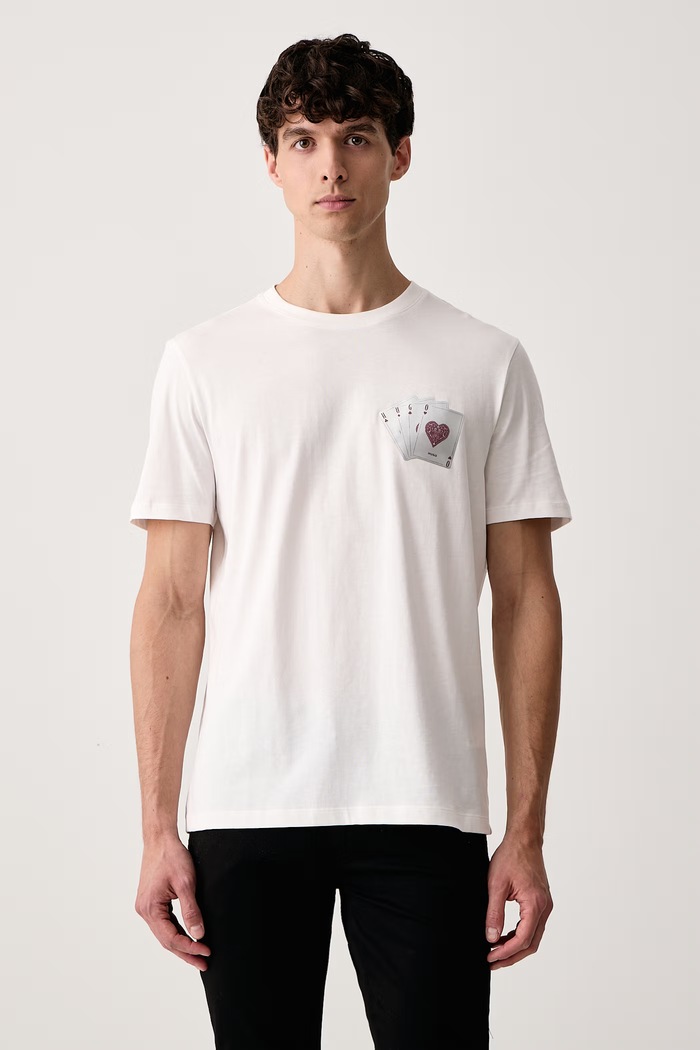 HUGO T-shirt męski bawełniany Dahr biały 50568696