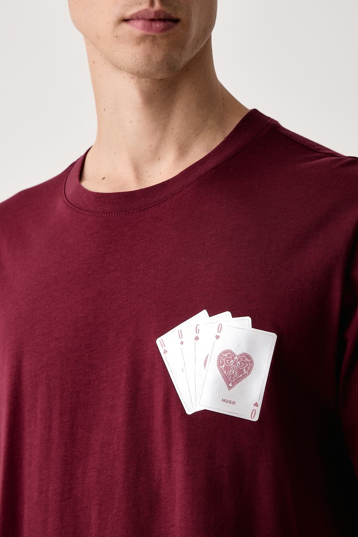 T-shirt męski bawełniany Dahr HUGO 50568696 bordowy