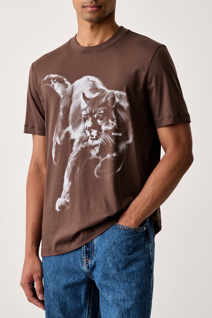 T-shirt męski bawełniany Daffilo HUGO 50568689 brązowy