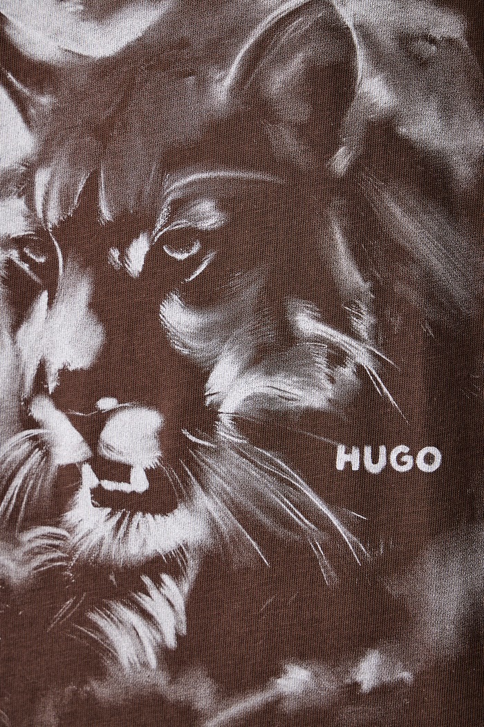 T-shirt męski bawełniany Daffilo HUGO brązowy 50568689