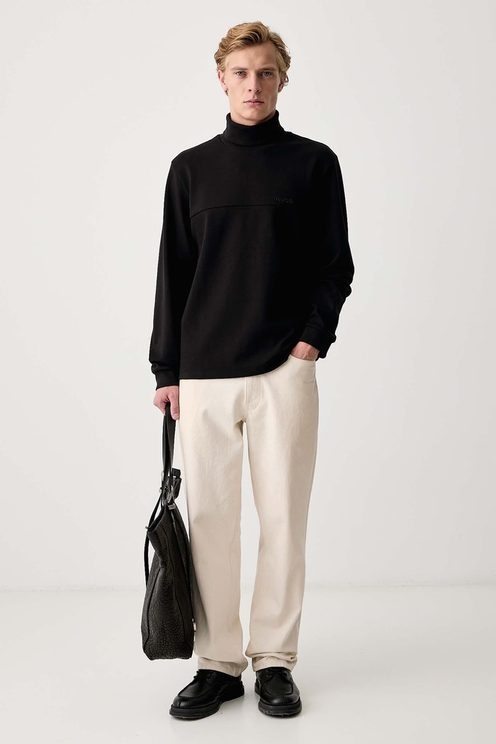 HUGO Bluza męska z bawełną Derenolo 50568229 czarny AW26