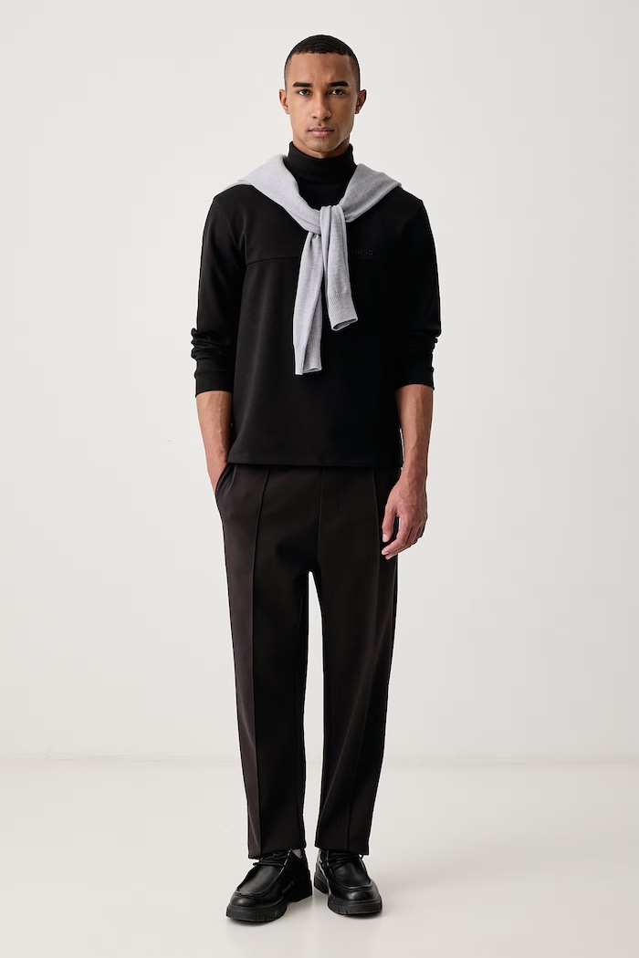 HUGO Bluza męska z bawełną Derenolo 50568229 czarny AW26