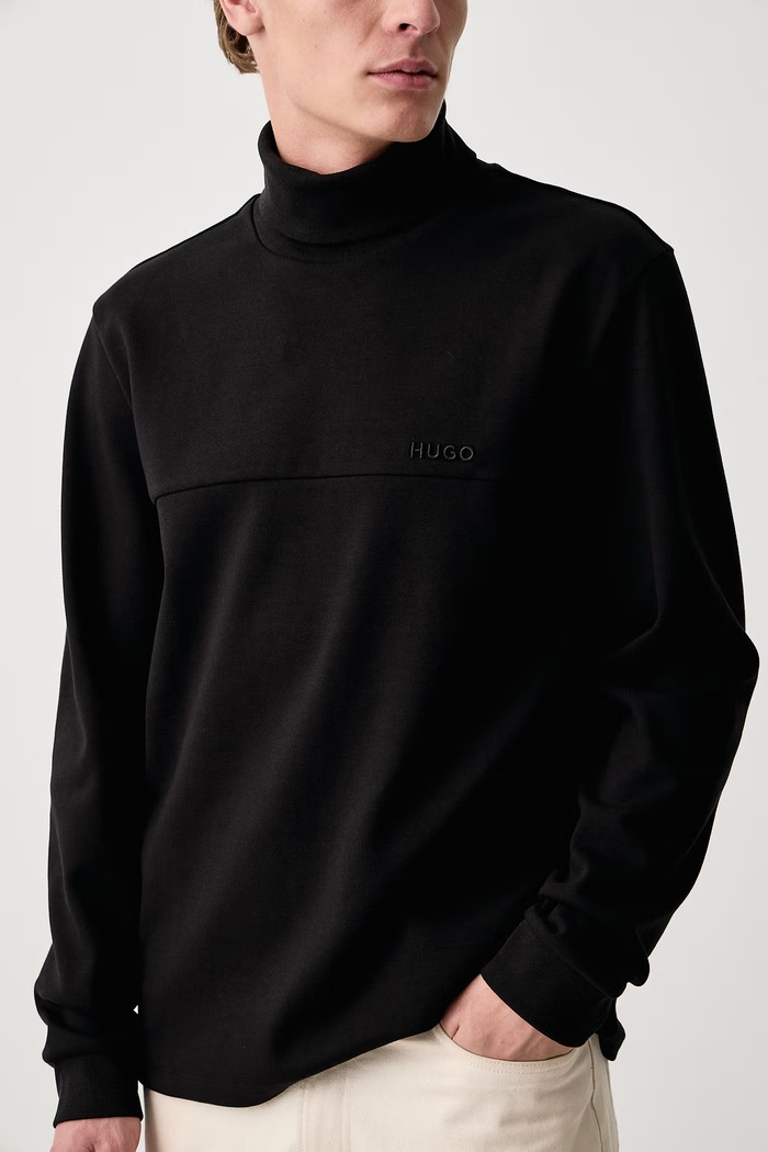 Bluza męska z bawełną Derenolo HUGO 50568229 czarny