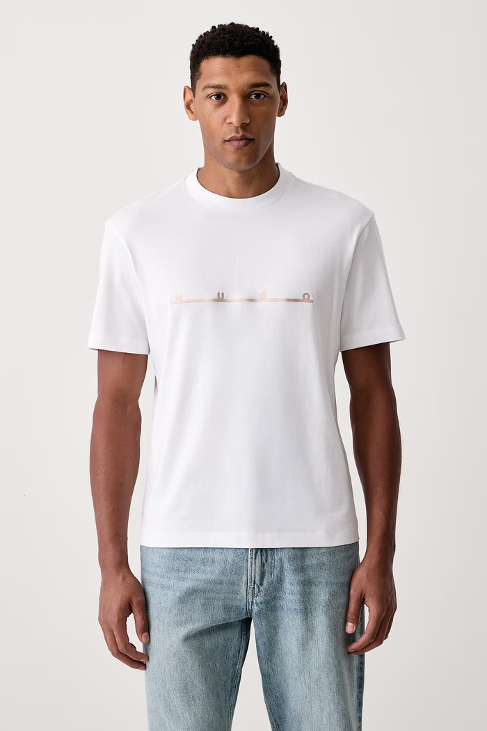 HUGO T-shirt ανδρικό βαμβακερό Datrik λευκό 50568123