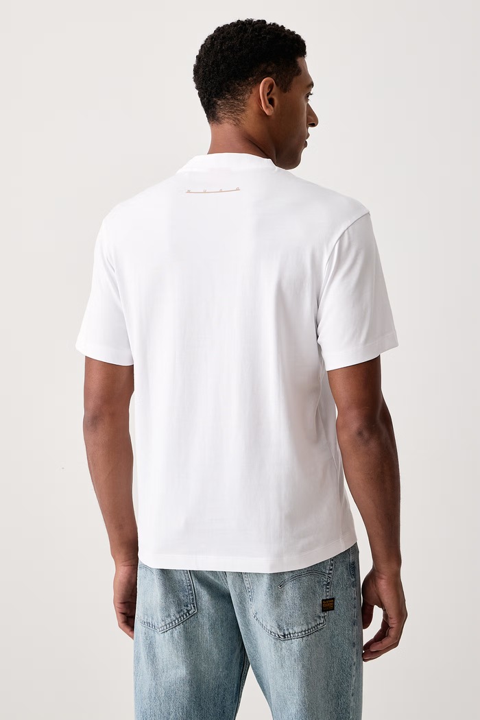 Ρούχα HUGO T-shirt ανδρικό βαμβακερό Datrik 50568123 λευκό