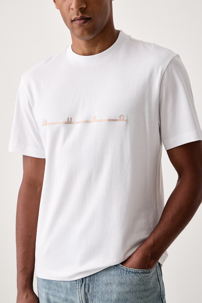 T-shirt ανδρικό βαμβακερό Datrik HUGO 50568123 λευκό