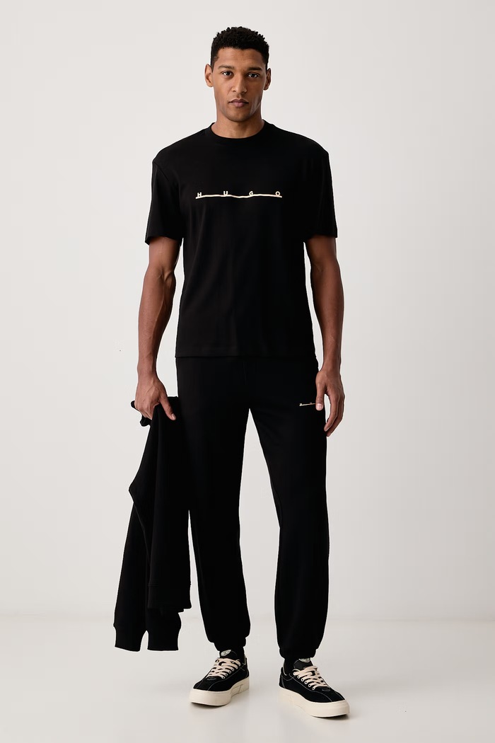 HUGO T-shirt ανδρικό βαμβακερό Datrik 50568123 μαύρο AW26