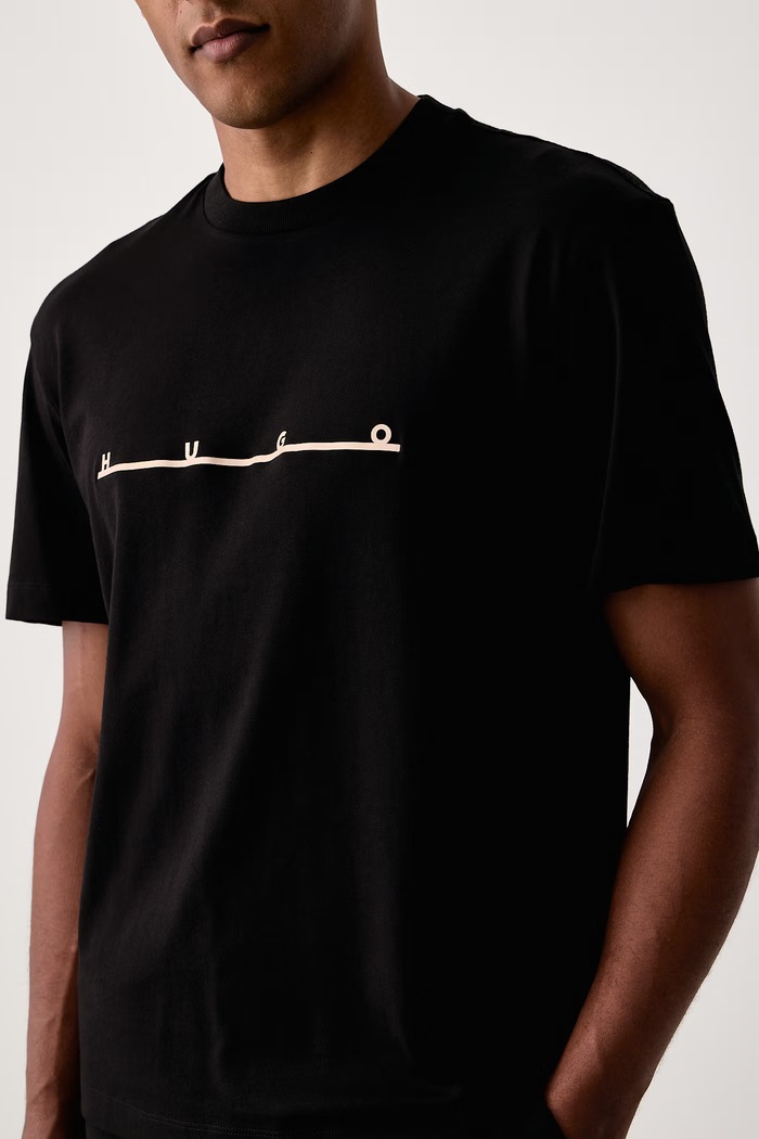 T-shirt ανδρικό βαμβακερό Datrik HUGO 50568123 μαύρο