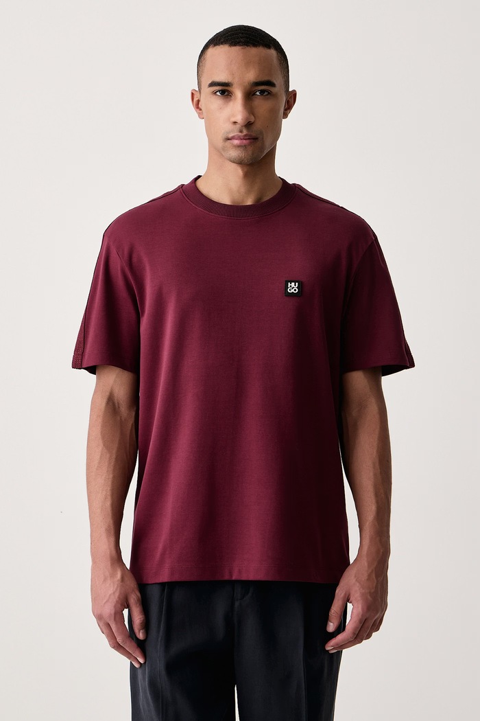 HUGO T-shirt męski bawełniany Deryk bordowy 50567940