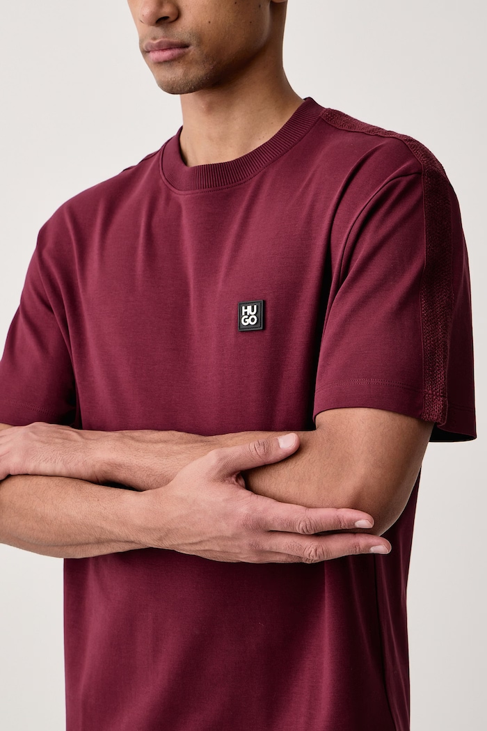 T-shirt męski bawełniany Deryk HUGO 50567940 bordowy