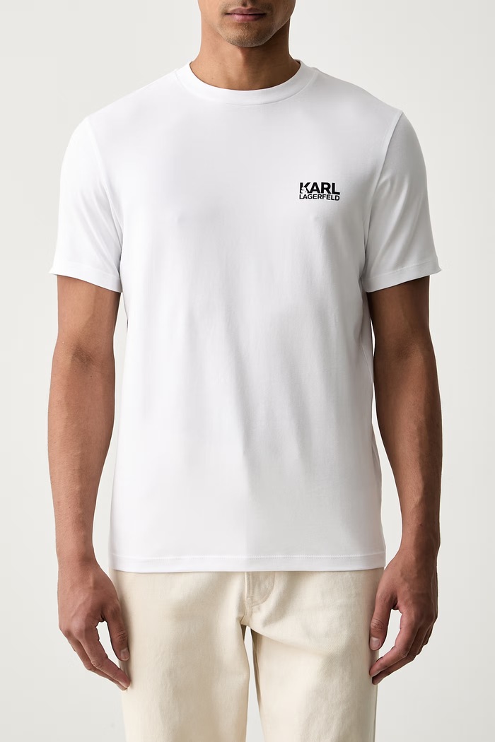 Karl Lagerfeld T-shirt męski z bawełną biały 564235.755781
