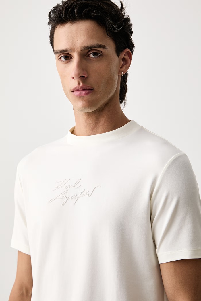 Karl Lagerfeld футболка для мужчин из хлопка с эластаном бежевый 564235.755039
