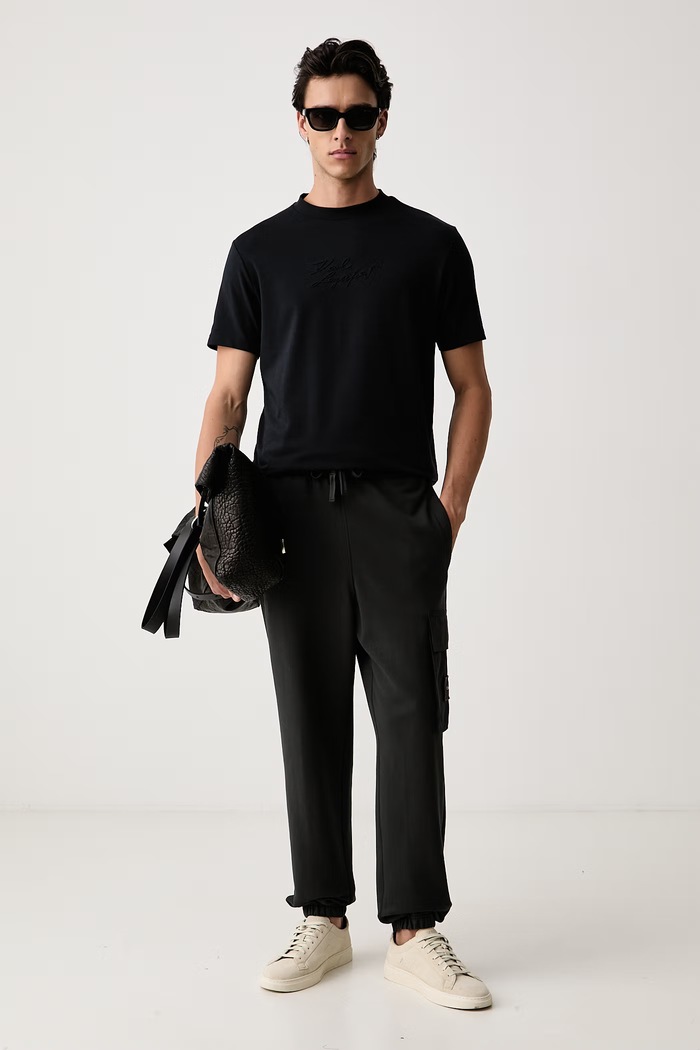Karl Lagerfeld футболка для мужчин из хлопка с эластаном 564235.755039 тёмно-синий AW26