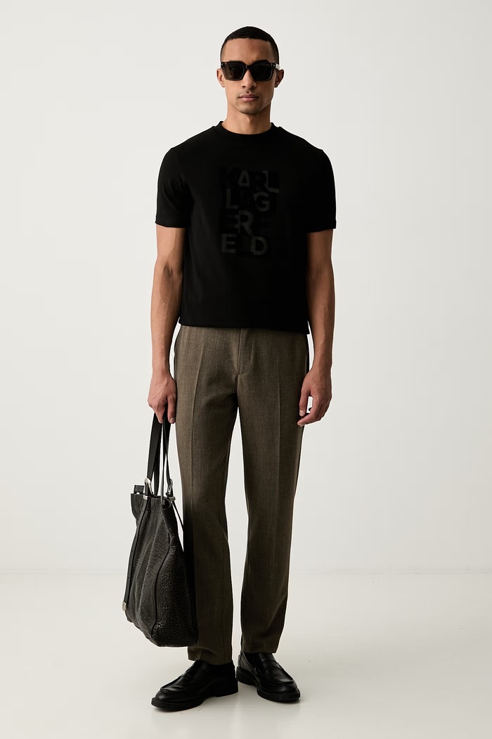 Karl Lagerfeld T-shirt męski bawełniany z elastanem 564235.755042 czarny AW26