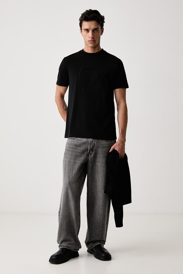 Karl Lagerfeld T-shirt ανδρικό βαμβακερό 564250.755071 μαύρο AW26