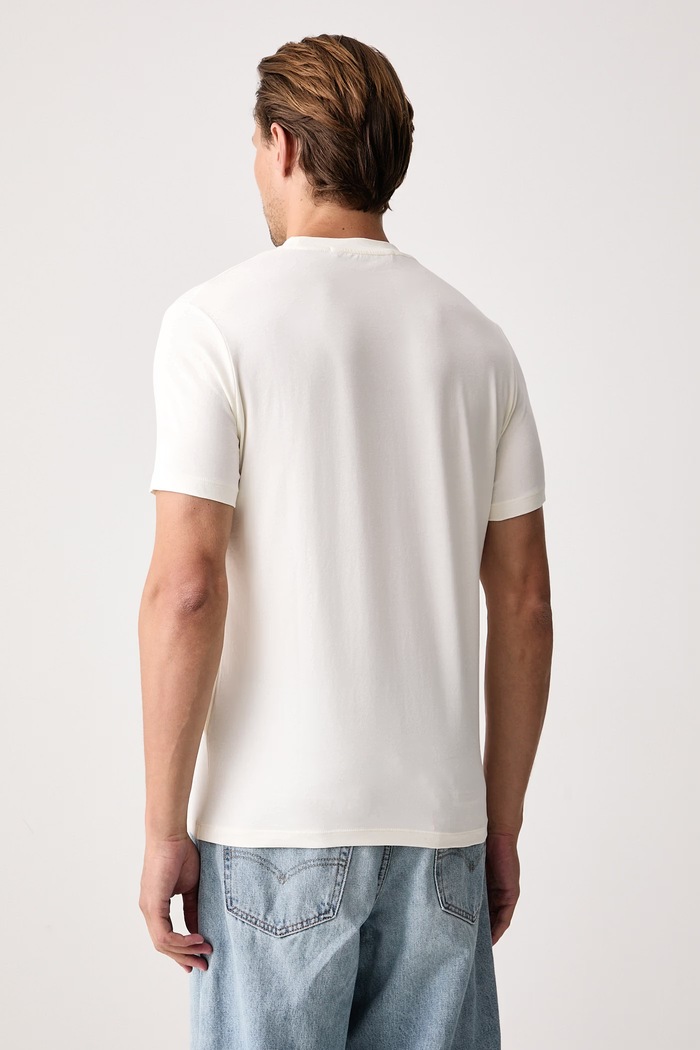 Karl Lagerfeld T-shirt męski bawełniany z elastanem beżowy 564235.755043