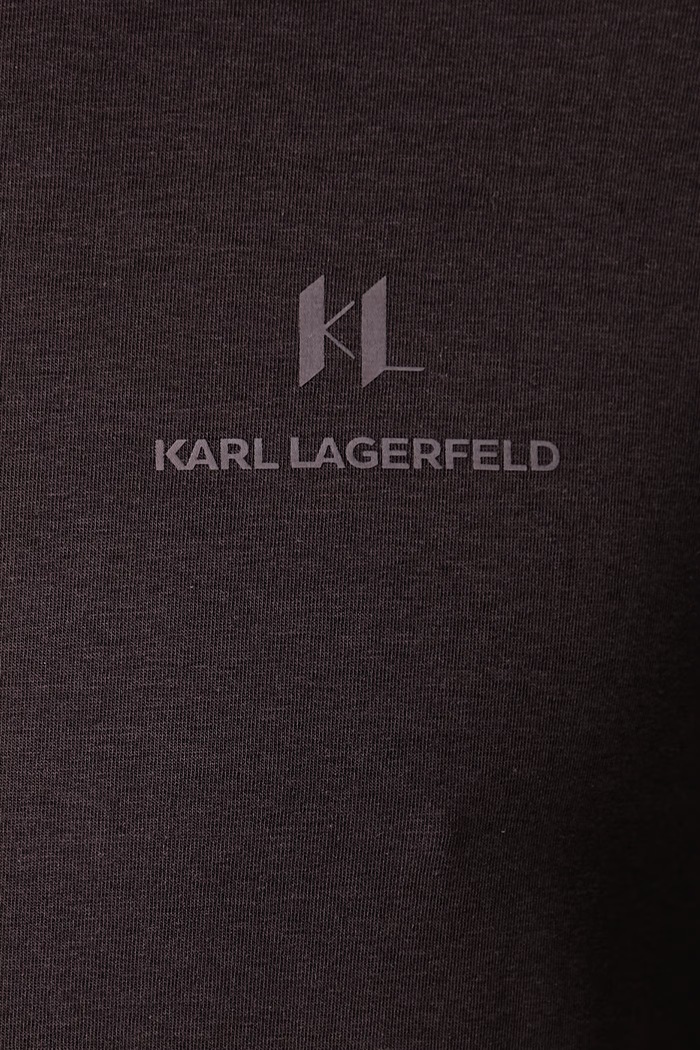 T-shirt ανδρικό βαμβακερό με ελαστάν Karl Lagerfeld 564235.755043 καφέ