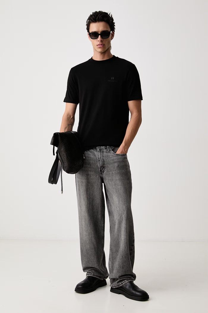 Karl Lagerfeld majica za muškarce od pamuka s elastanom 564235.755043 crna AW26