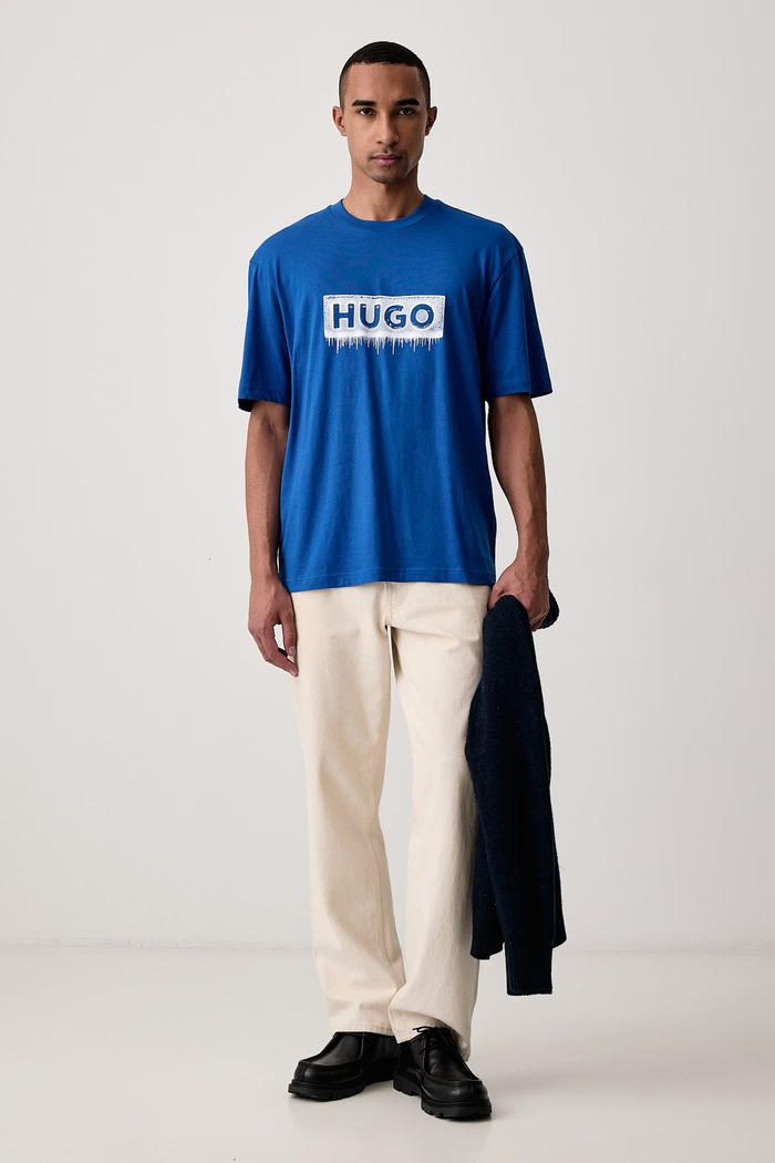 HUGO Blue Tričko pánské bavlněné Nuiden 50570521 modrá AW26