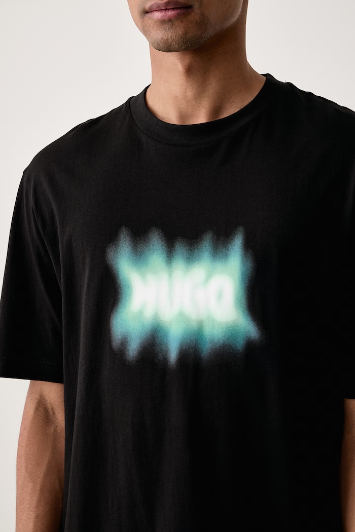 T-shirt męski bawełniany Nuiden HUGO Blue 50570521 czarny
