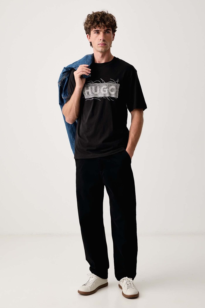 HUGO Blue Футболка для мужчин из хлопка Naxter 50570028 чёрный AW26