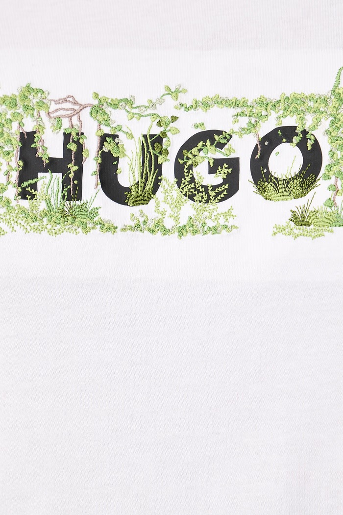 T-shirt męski bawełniany Niviotee HUGO Blue biały 50567953