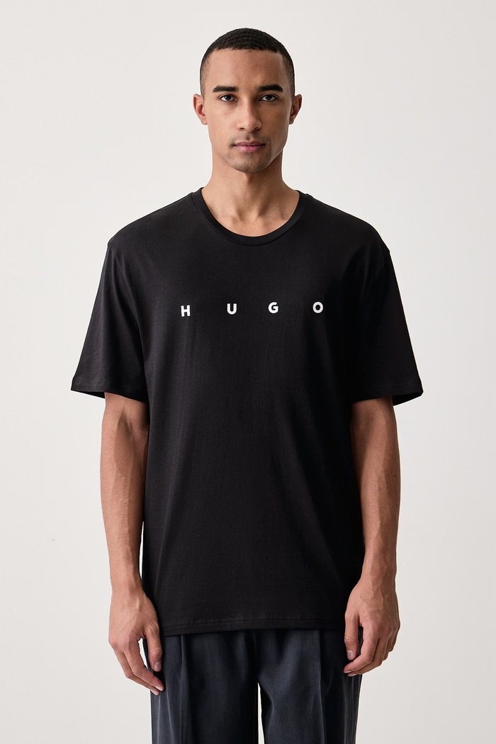 HUGO Majica za muškarce od pamuka AZURI_T-shirt crna 50570340
