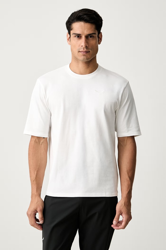 Odzież Salewa T-shirt trekkingowy męski z bawełną EAGLE PEAK 00.0000029392 biały
