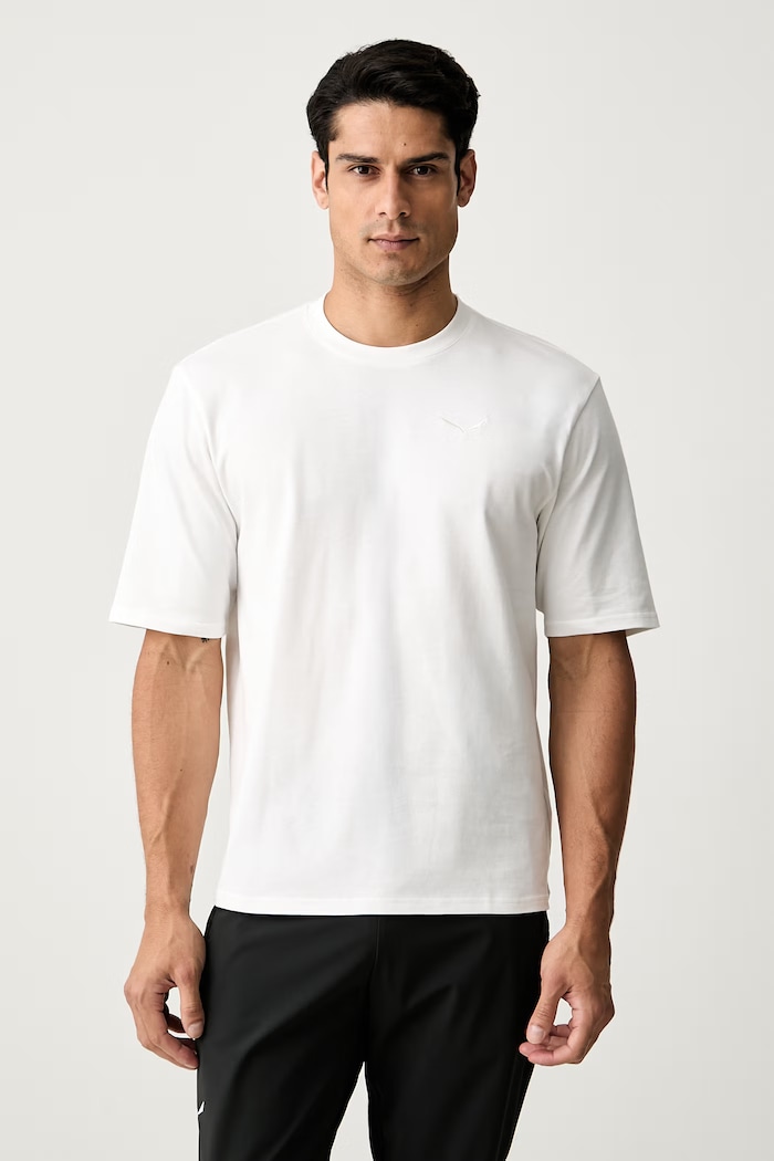 Odzież Salewa T-shirt trekkingowy męski z bawełną EAGLE PEAK 00.0000029392 biały