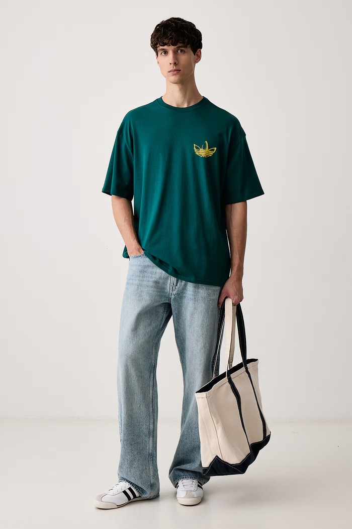 adidas Originals T-shirt męski bawełniany Powder Tongue IA6000 zielony AW26