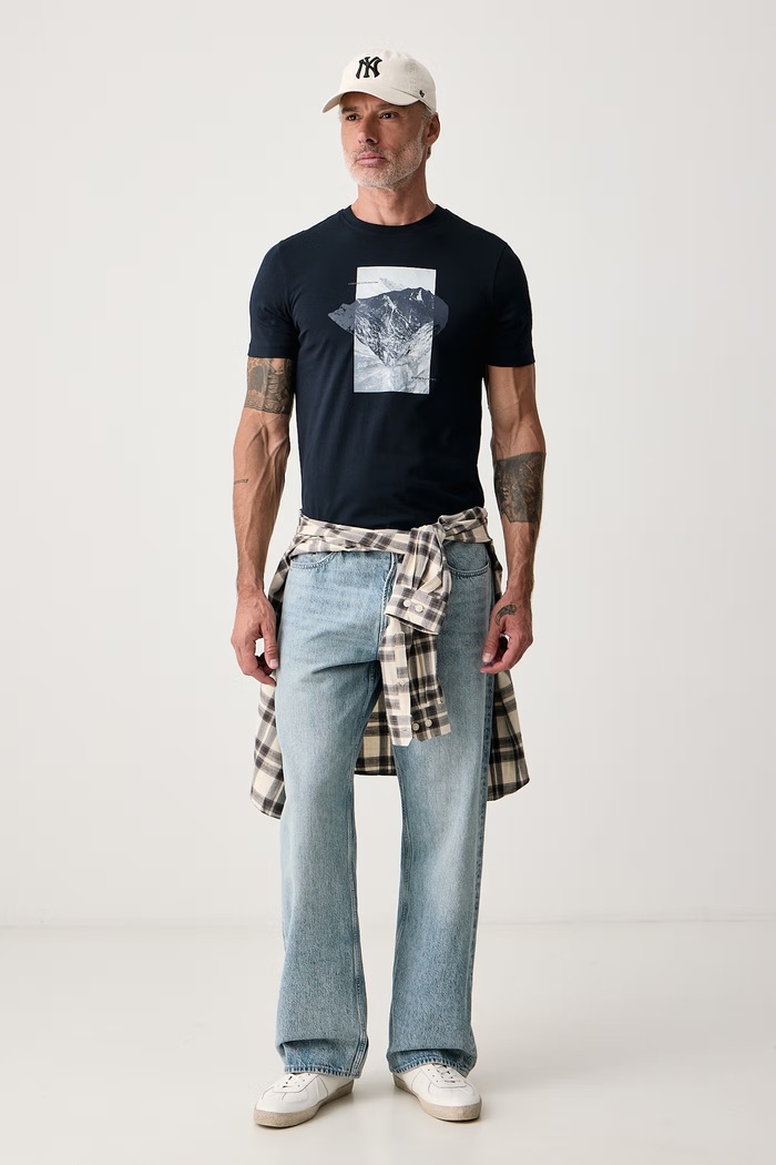BOSS Orange T-shirt męski bawełniany Te_Momentum 50571887 granatowy AW26