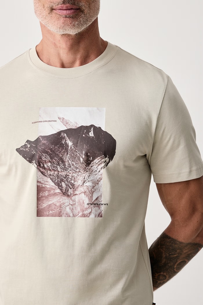 T-shirt męski bawełniany Te_Momentum BOSS Orange 50571887 beżowy
