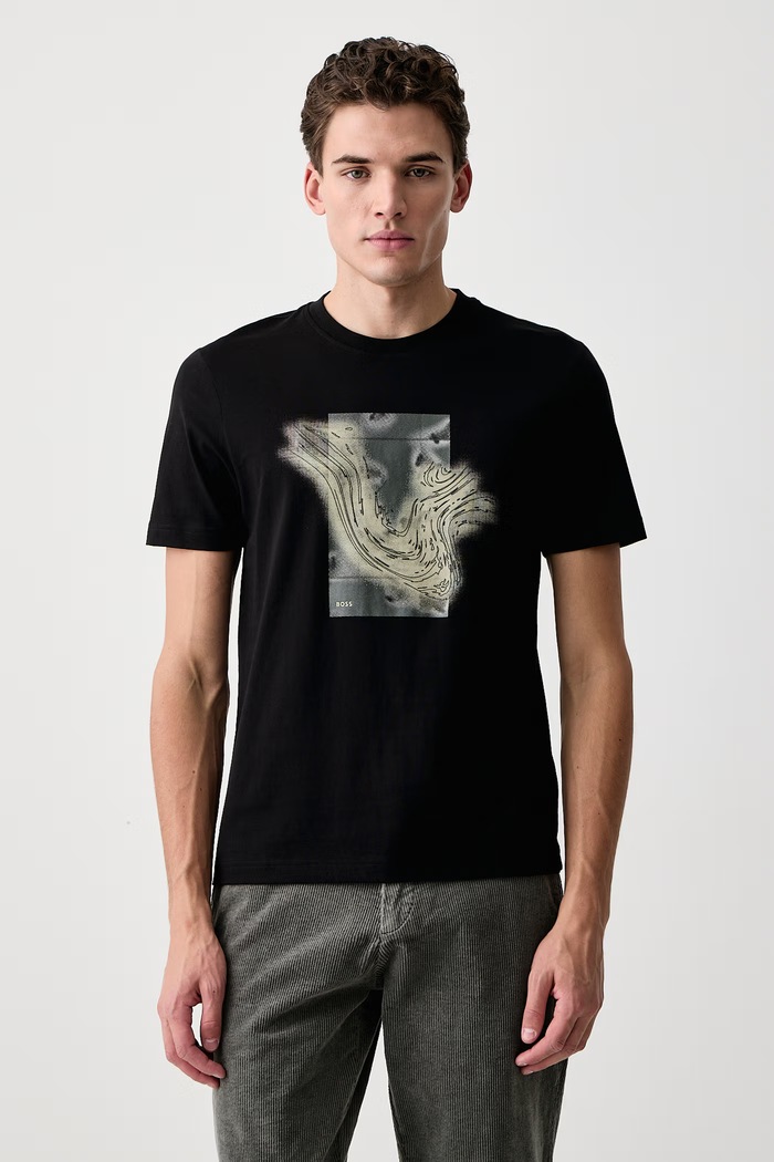 BOSS Orange Tricou pentru bărbați din bumbac Te_Momentum negru 50571887
