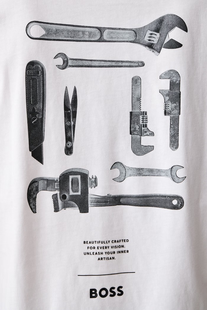 T-shirt męski bawełniany Te_Tools BOSS Orange beżowy 50571290