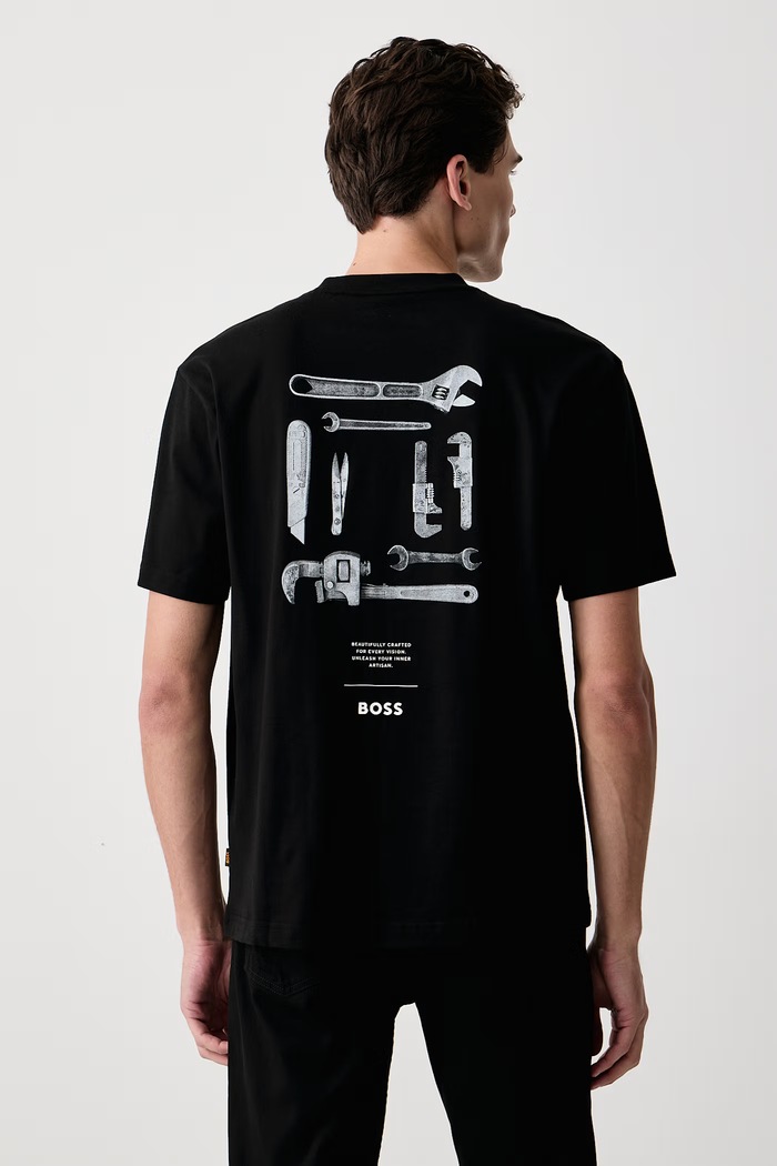 BOSS Orange T-shirt ανδρικό βαμβακερό Te_Tools μαύρο 50571290