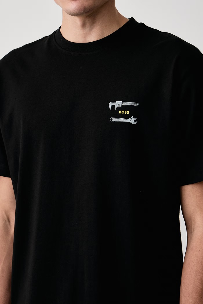 T-shirt ανδρικό βαμβακερό Te_Tools BOSS Orange 50571290 μαύρο