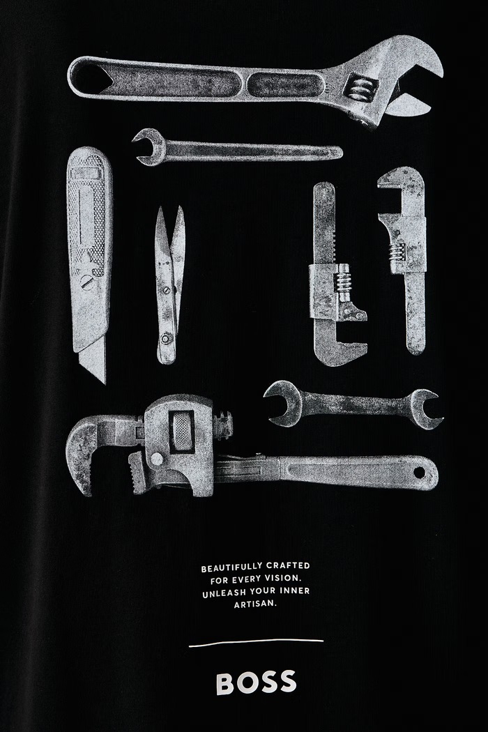 T-shirt ανδρικό βαμβακερό Te_Tools BOSS Orange μαύρο 50571290