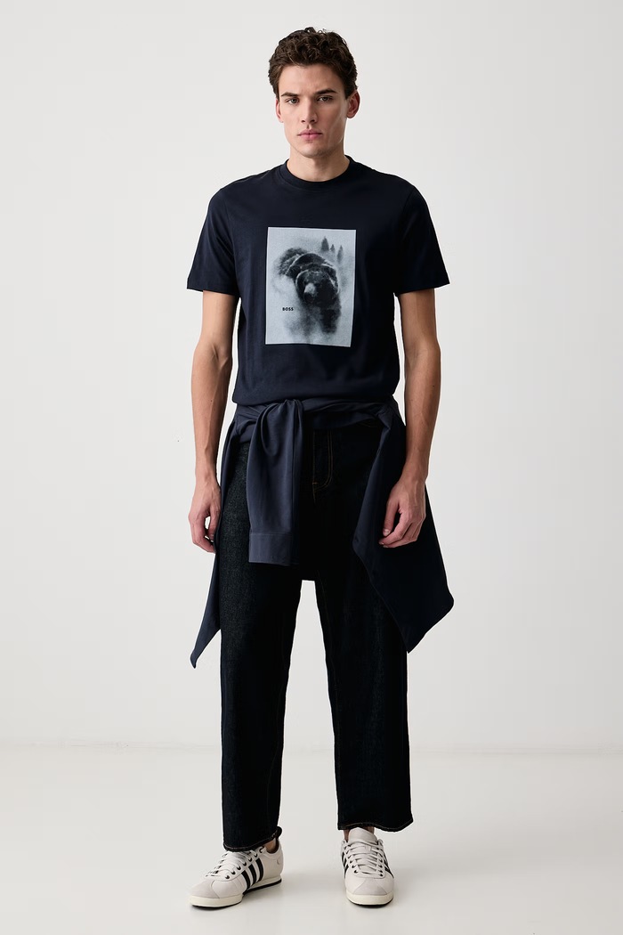 BOSS Orange Тениска мъжка от памук Te_Being 50571288 тъмносин AW26