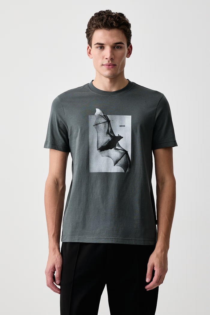 BOSS Orange T-shirt męski bawełniany Te_Being turkusowy 50571288