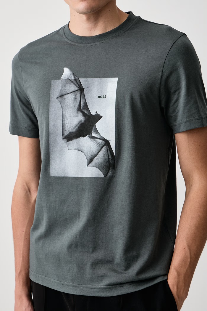 T-shirt męski bawełniany Te_Being BOSS Orange 50571288 turkusowy