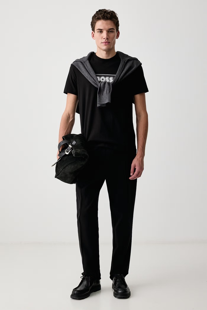 BOSS Orange Tricou pentru bărbați din bumbac Te_Effect 50571286 negru AW26