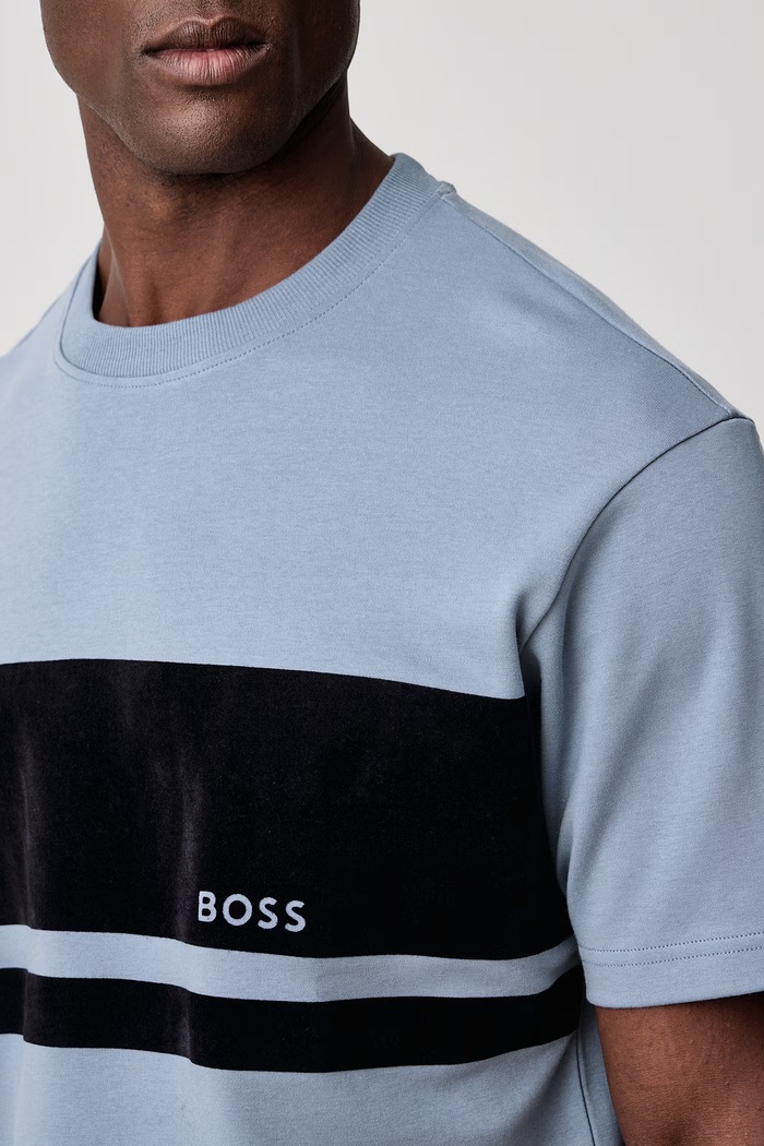 Tricou pentru bărbați din bumbac cu elastan Te_FrostTape BOSS Orange 50569477 albastru