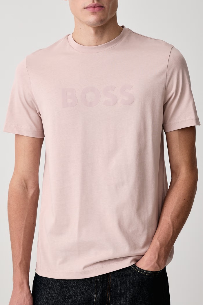 T-shirt męski bawełniany Te_Logo BOSS Orange 50566504 różowy