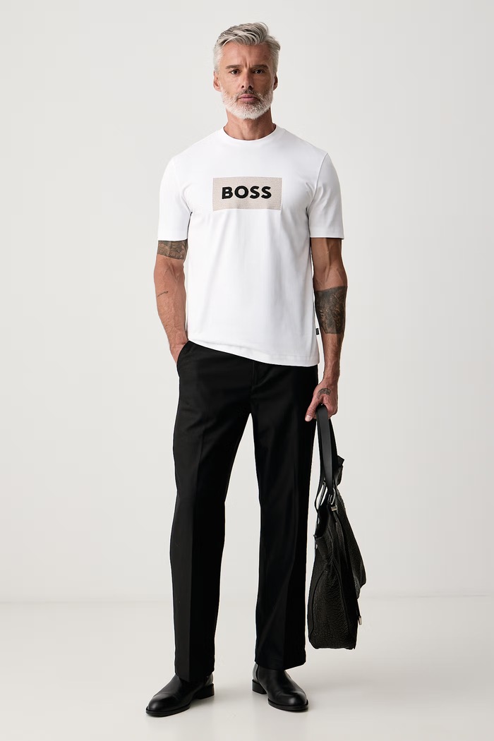 BOSS Tričko pánske bavlnené C-Taut 50569986 biela AW26