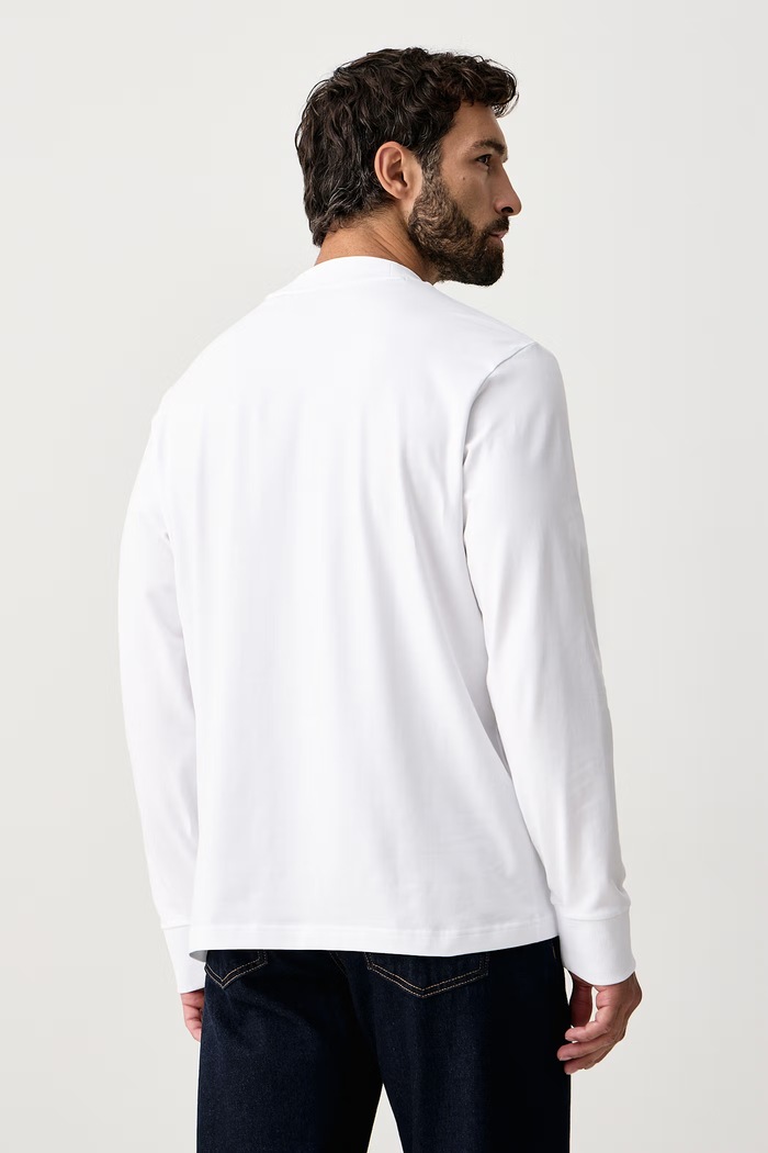Одежда BOSS Green Лонгслив мужской из хлопка с эластаном Tee Collar Long 50576916 белый