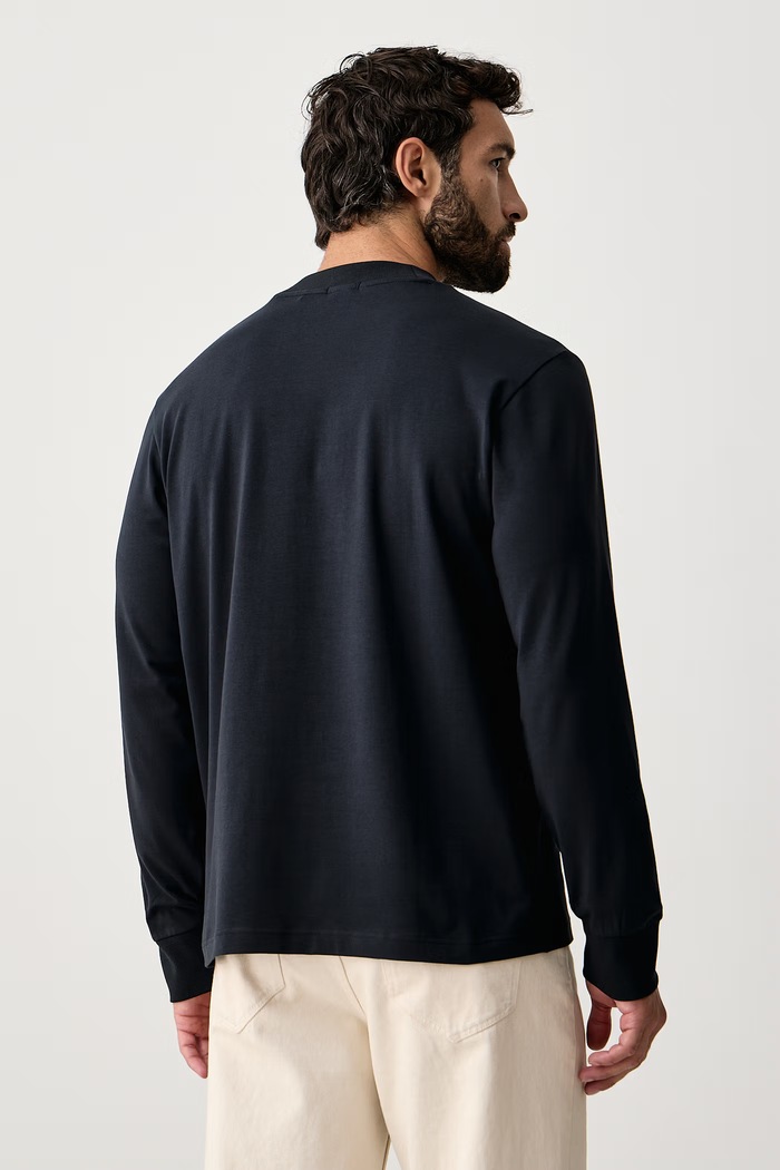 Одежда BOSS Green Лонгслив мужской из хлопка с эластаном Tee Collar Long 50576916 тёмно-синий
