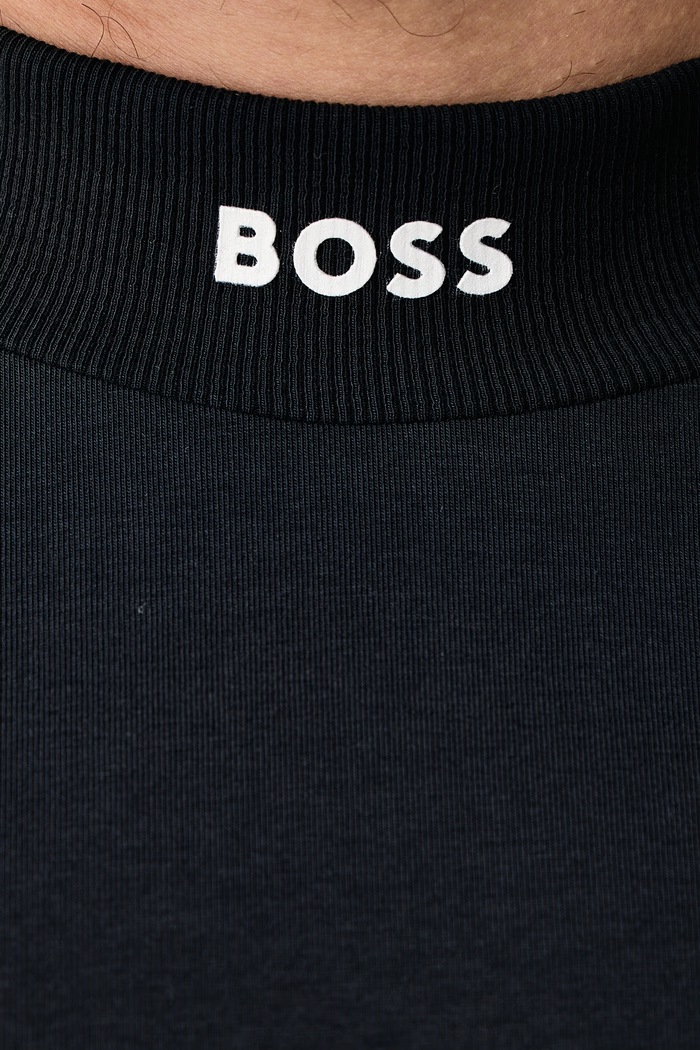 Лонгслив мужской из хлопка с эластаном Tee Collar Long BOSS Green тёмно-синий 50576916